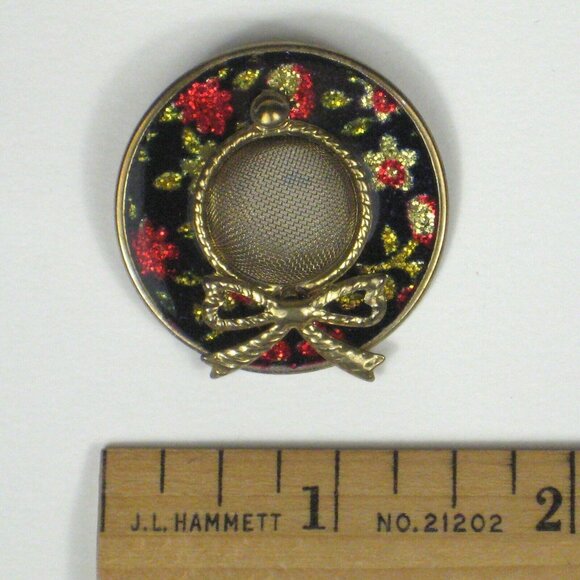 Hat Bow Brooch Goldtone 1 In Mesh Estate Jewelry Pin VIntage 1980 - Picture 3 of 5